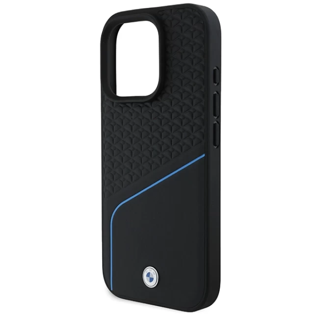 Чехол BMW Signature Leather Textured & Line для iPhone 16 Pro Black with MagSafe (BMHMP16L23RDCLK)