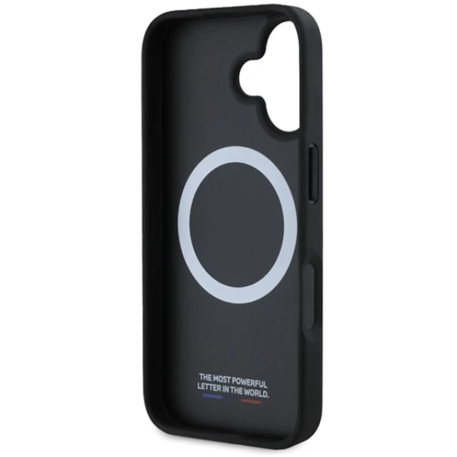 Чехол BMW M Perforated Tricolor Line для iPhone 16 Black with MagSafe (BMHMP16S23PUPDK)