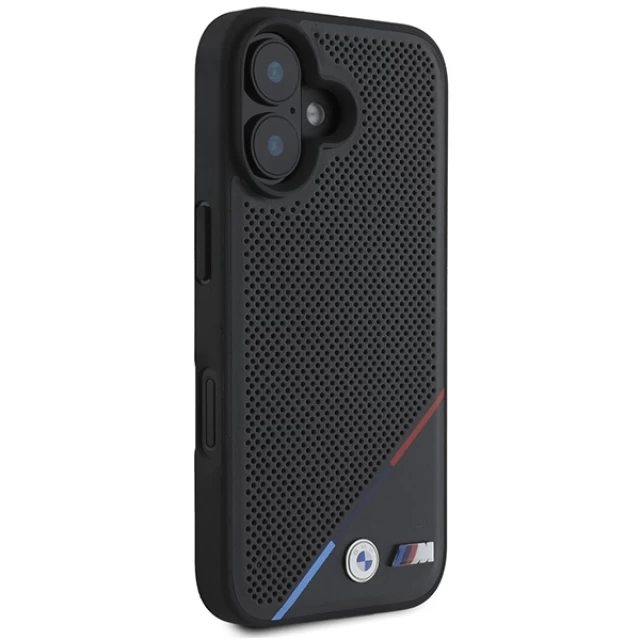 Чохол BMW M Perforated Tricolor Line для iPhone 16 Plus Black with MagSafe (BMHMP16M23PUPDK)