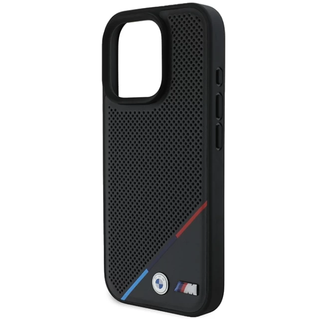 Чохол BMW M Perforated Tricolor Line для iPhone 16 Pro Black with MagSafe (BMHMP16L23PUPDK)