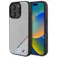 Чохол BMW M Perforated Tricolor Line для iPhone 16 Pro Grey with MagSafe (BMHMP16L23PUPDG)