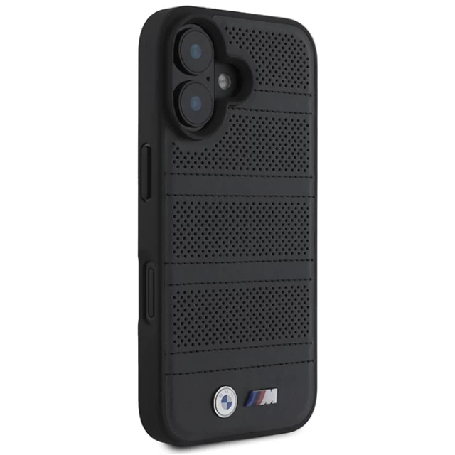 Чехол BMW M Perforated and Stitched Line для iPhone 16 Black with MagSafe (BMHMP16S23PUSPK)