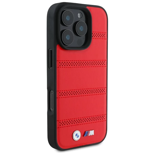 Чохол BMW M Perforated and Stitched Line для iPhone 16 Pro Red with MagSafe (BMHMP16L23PUSPR)