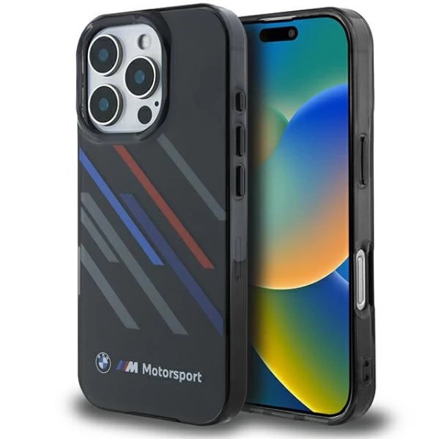 Чехол BMW Motosport IML Random Stripes для iPhone 16 Pro Max Black (BMHCP16X23HTRAK)