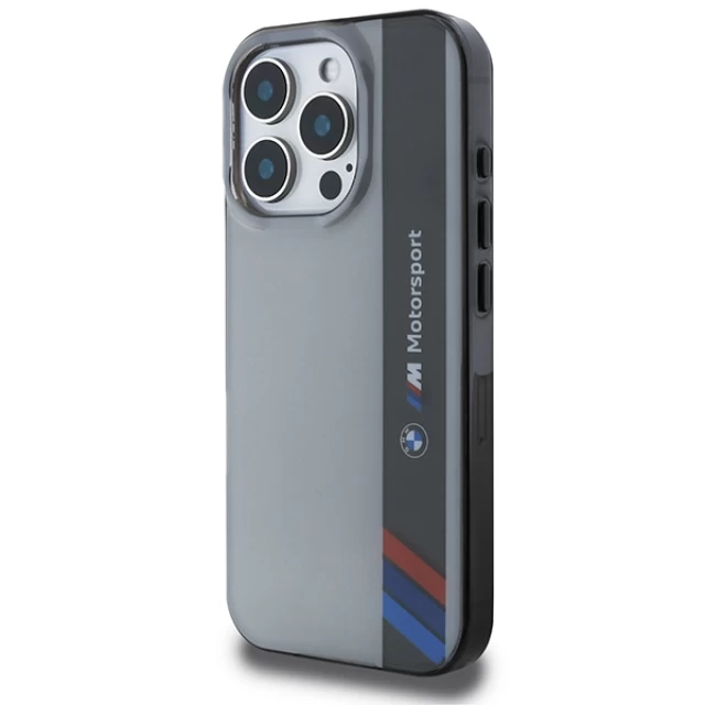 Чехол BMW Motosport IML Vertical Stripe для iPhone 16 Pro Grey (BMHCP16L23HTFEG)