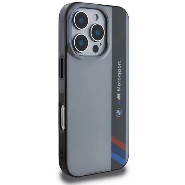 Чехол BMW Motosport IML Vertical Stripe для iPhone 16 Pro Grey (BMHCP16L23HTFEG)