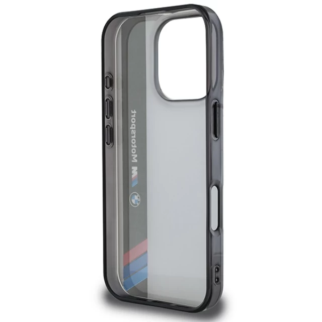 Чехол BMW Motosport IML Vertical Stripe для iPhone 16 Pro Grey (BMHCP16L23HTFEG)