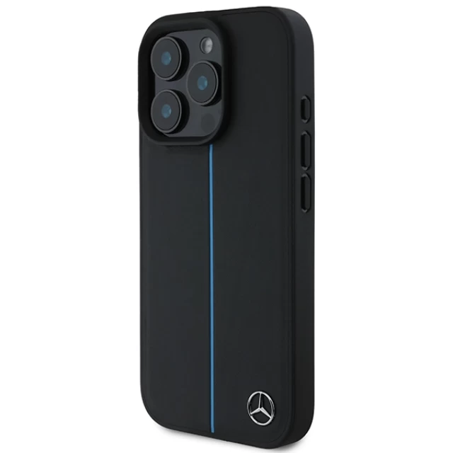 Чехол Mercedes Blue Line Leather для iPhone 16 Pro Black with MagSafe (MEHMP16L23RURBK)