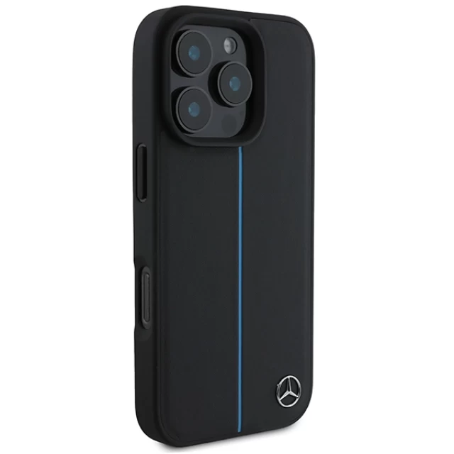 Чехол Mercedes Blue Line Leather для iPhone 16 Pro Black with MagSafe (MEHMP16L23RURBK)