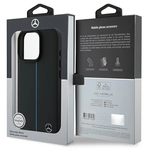 Чехол Mercedes Blue Line Leather для iPhone 16 Pro Black with MagSafe (MEHMP16L23RURBK)