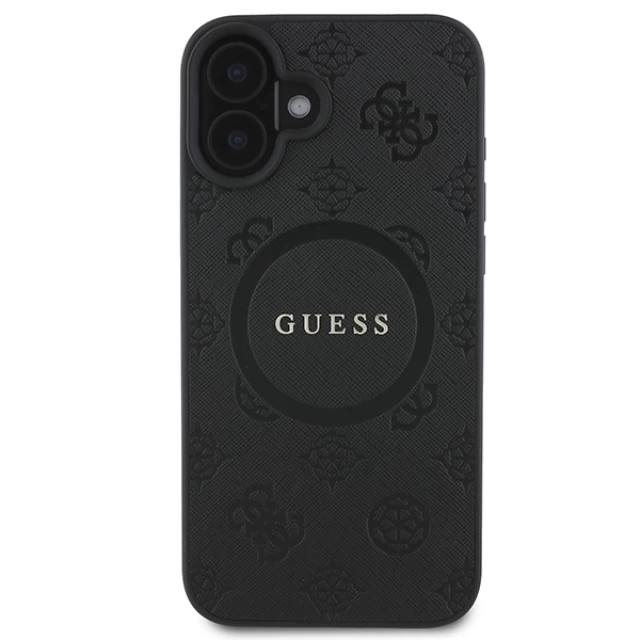 Чохол Guess Saffiano Peony Classic Logo для iPhone 16 Black with MagSafe (GUHMP16SPSAPSMEK)