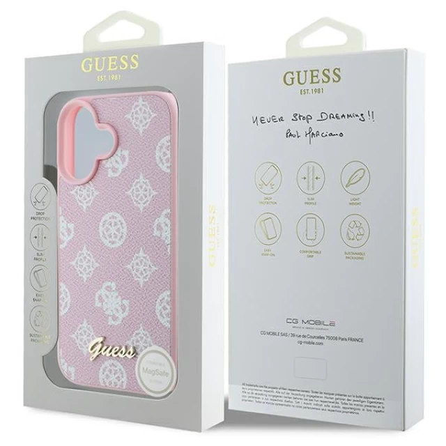 Чохол Guess Peony Script для iPhone 16 Plus Pink with MagSafe (GUHMP16MPGPYSP)