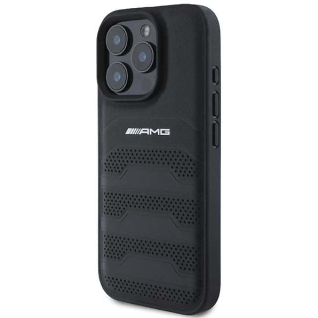 Чехол Mercedes Leather Debossed Lines для iPhone 16 Pro Max Black (AMHCP16XGSEBK)