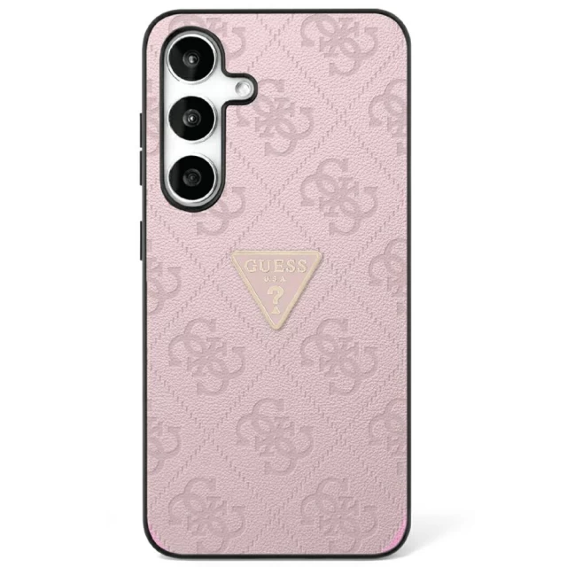 Чехол Guess Hot Stamp 4G Pattern Triangle Metal Logo для Samsung Galaxy S25 Pink (GUHCS25SPGP4STRP)