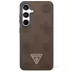 Чохол Guess Grained Hot Stamp Peony Pattern Triangle Logo для Samsung Galaxy S25 Brown with MagSafe (GUHMS25SPGBTMW)