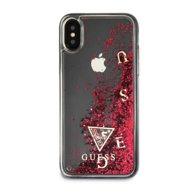 Чехол Guess Glitter Liquid для iPhone X Raspberry (GUHCPXGLUFLRA)