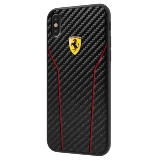 Чехол Ferrari Racing Carbon для iPhone X Black (FESCAHCPXBK)