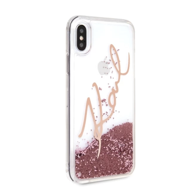 Чохол Karl Lagerfeld Signature Liquid Glitter для iPhone X | XS Pink Gold (KLHCPXSGPI)