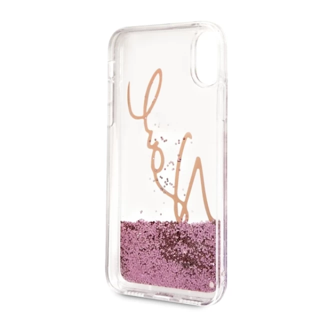 Чохол Karl Lagerfeld Signature Liquid Glitter для iPhone X | XS Pink Gold (KLHCPXSGPI)