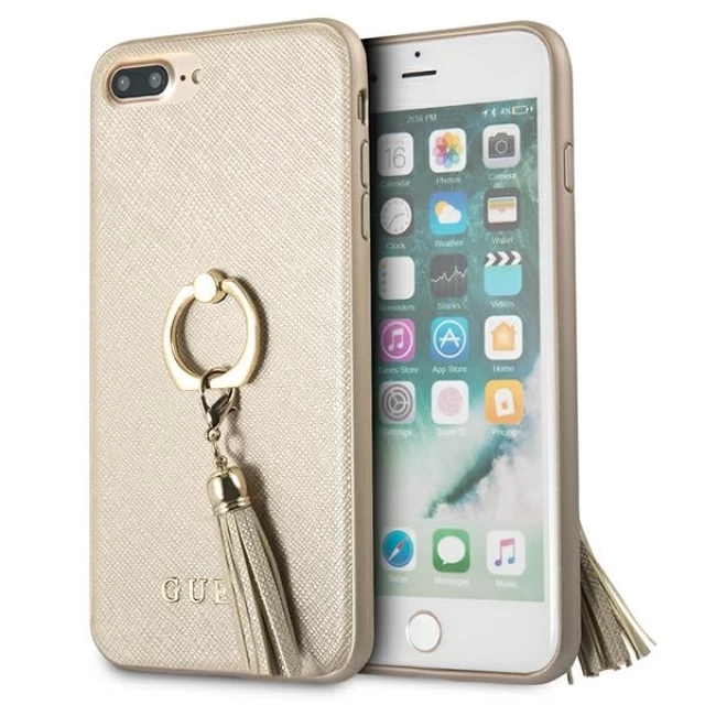 Чехол Guess Saffiano with Ring Stand для iPhone 7/8 Plus Beige (GUHCI8LRSSABE)