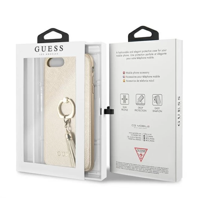 Чохол Guess Saffiano with Ring Stand для iPhone 7/8 Plus Beige (GUHCI8LRSSABE)