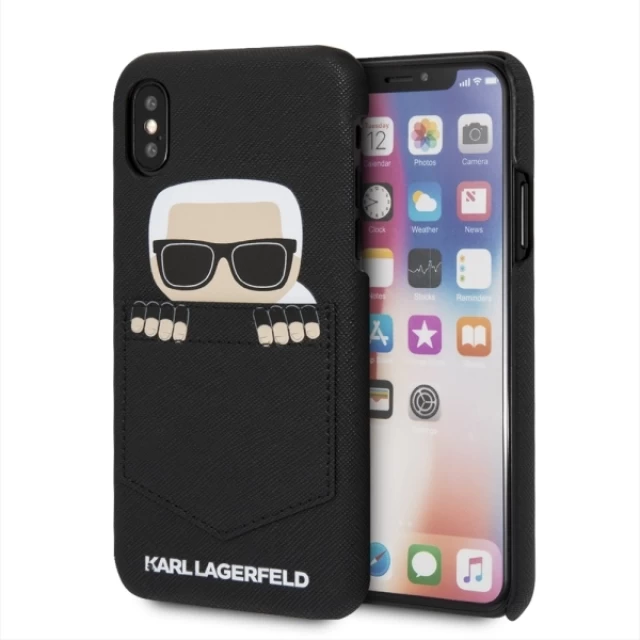 Чехол Karl Lagerfeld Sneaky Karl Saffiano для iPhone X | XS Black (KLHCPXSKSF)