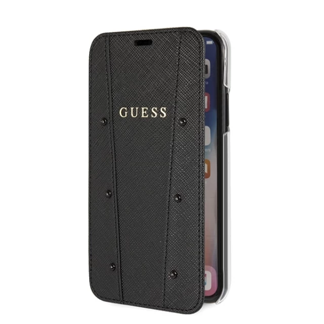 Чехол Guess Kaia Saffiano для iPhone X | XS Black (GUFLBKPXKASABK)