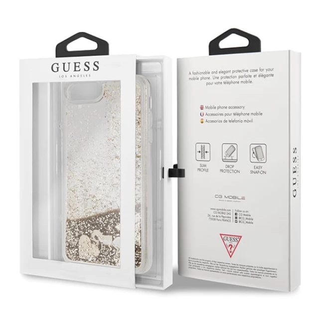 Чехол Guess Glitter Hearts для iPhone 7/8 Plus Gold (GUHCI8LGLHFLGO)