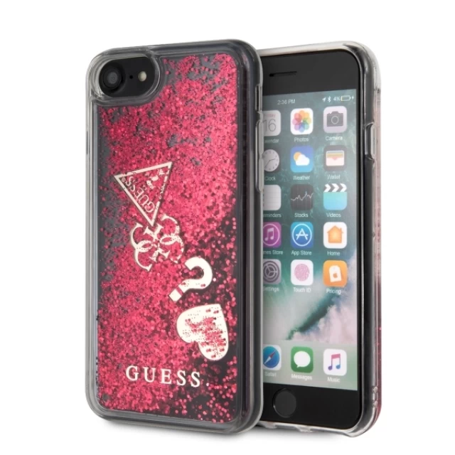 Чехол Guess Glitter Hearts для iPhone 7 | 8 | SE 2022/2020 Raspberry (GUHCI8GLHFLRA)