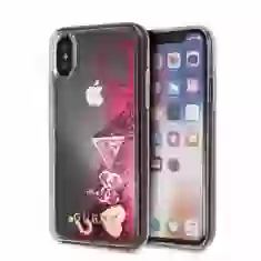 Чехол Guess Glitter Hearts для iPhone X | XS Raspberry (GUHCPXGLHFLRA)