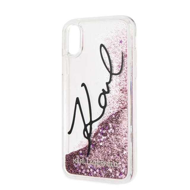 Чехол Karl Lagerfeld Signature Liquid Glitter Stars для iPhone X | XS Pink (KLHCPXTRKSIGPI)