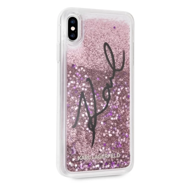 Чехол Karl Lagerfeld Signature Liquid Glitter Stars для iPhone XS Max Pink (KLHCI65TRKSIGPI)