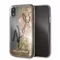 Чехол Karl Lagerfeld Signature Liquid Glitter Stars для iPhone XR Gold (KLHCI61TRKSIGGO)