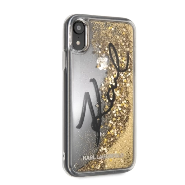 Чохол Karl Lagerfeld Signature Liquid Glitter Stars для iPhone XR Gold (KLHCI61TRKSIGGO)
