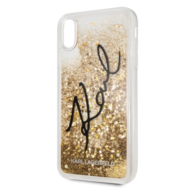 Чехол Karl Lagerfeld Signature Liquid Glitter Stars для iPhone XS Max Gold (KLHCI65TRKSIGGO)