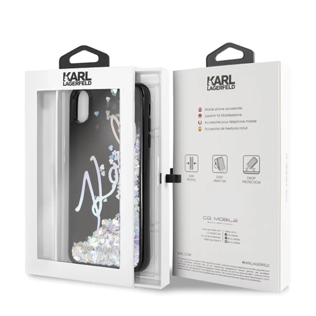 Чохол Karl Lagerfeld Signature Liquid Glitter Sequins для iPhone XS Max Black (KLHCI65KSIGMU)