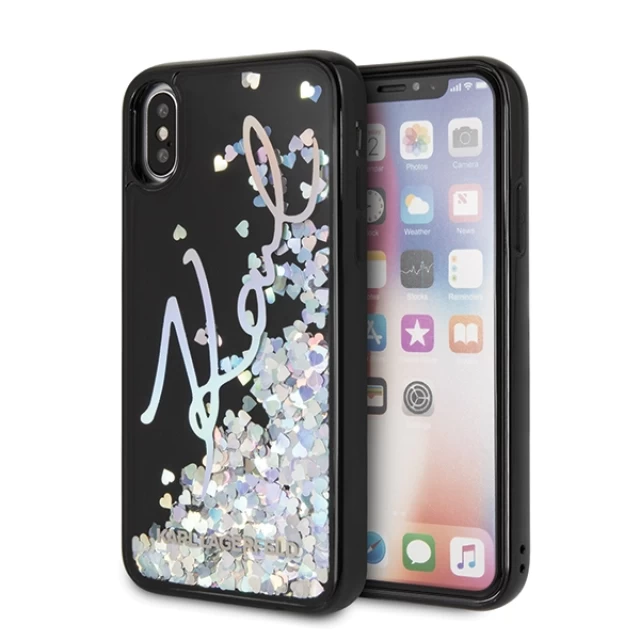 Чохол Karl Lagerfeld Signature Liquid Glitter Sequins для iPhone X | XS Black (KLHCPXKSIGMU)