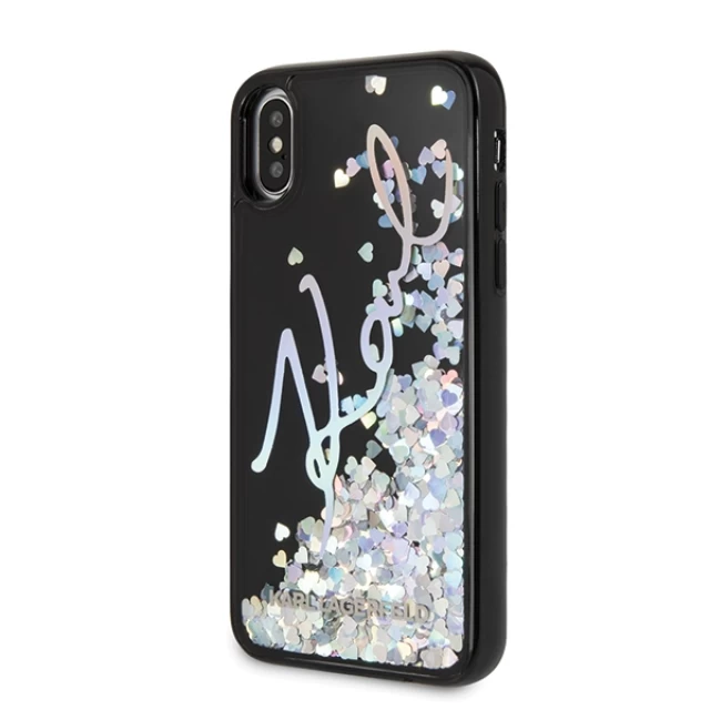 Чохол Karl Lagerfeld Signature Liquid Glitter Sequins для iPhone X | XS Black (KLHCPXKSIGMU)