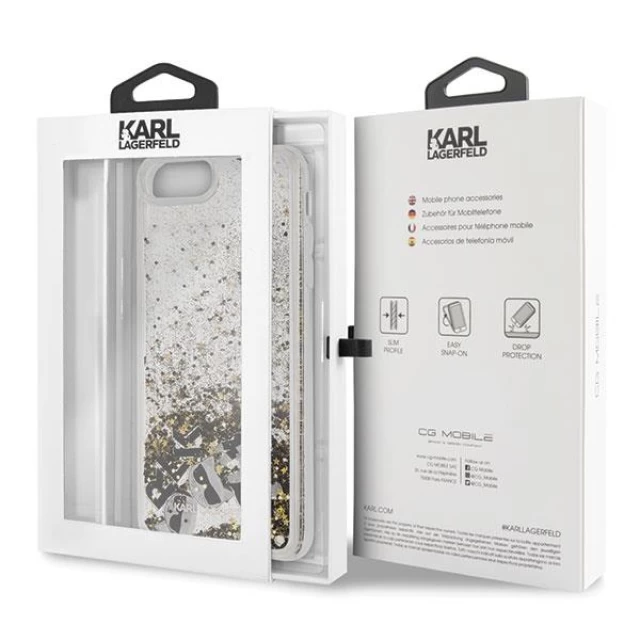 Чехол Karl Lagerfeld Glitter Floatting Charms для iPhone 8 Plus/7 Plus Black/Gold (KLHCI8LROGO)