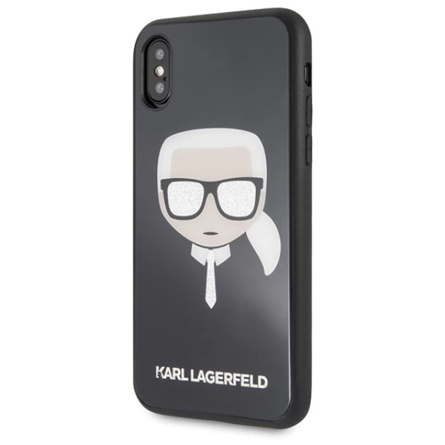 Чохол Karl Lagerfeld Iconic Glitter Karl's Head для iPhone X | XS Black (KLHCPXDLHBK)