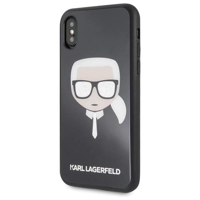 Чехол Karl Lagerfeld Iconic Glitter Karl's Head для iPhone X | XS Black (KLHCPXDLHBK)