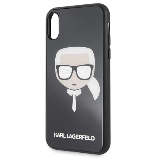 Чехол Karl Lagerfeld Iconic Glitter Karl's Head для iPhone X | XS Black (KLHCPXDLHBK)