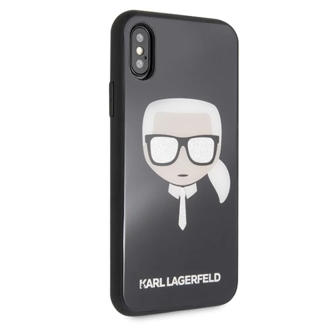 Чехол Karl Lagerfeld Iconic Glitter Karl's Head для iPhone X | XS Black (KLHCPXDLHBK)