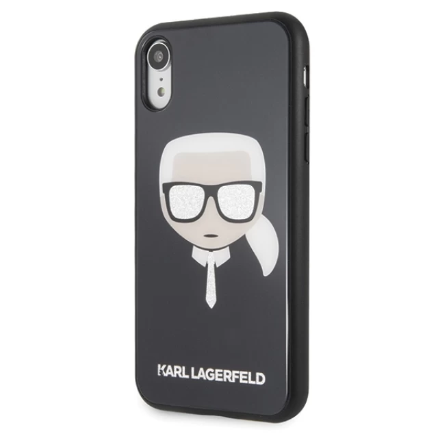 Чохол Karl Lagerfeld Glitter Karl`s Head для iPhone XR Black (KLHCI61DLHBK)