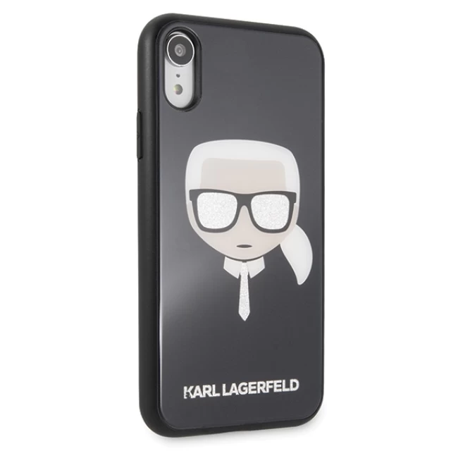 Чехол Karl Lagerfeld Glitter Karl`s Head для iPhone XR Black (KLHCI61DLHBK)