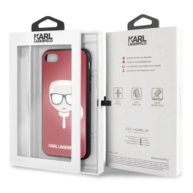 Чехол Karl Lagerfeld Iconic Glitter Karl's Head для iPhone SE 2022/SE 2020 | 8 | 7 Red (KLHCI8DLHRE)