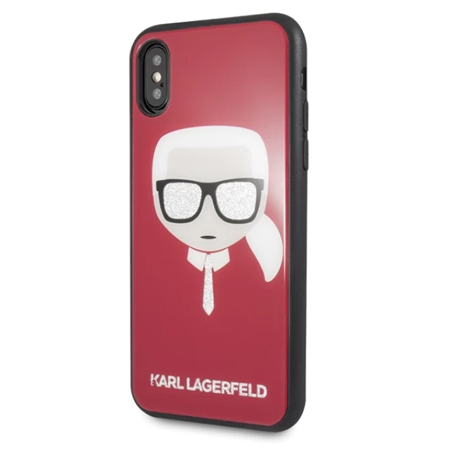 Чохол Karl Lagerfeld Iconic Glitter Karl's Head для iPhone X | XS Red (KLHCPXDLHRE)