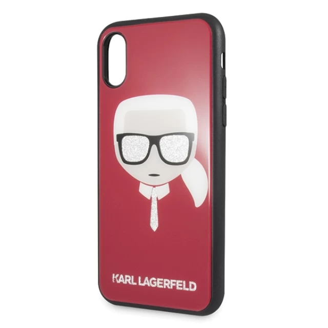 Чехол Karl Lagerfeld Iconic Glitter Karl's Head для iPhone X | XS Red (KLHCPXDLHRE)