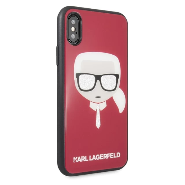 Чохол Karl Lagerfeld Iconic Glitter Karl's Head для iPhone X | XS Red (KLHCPXDLHRE)