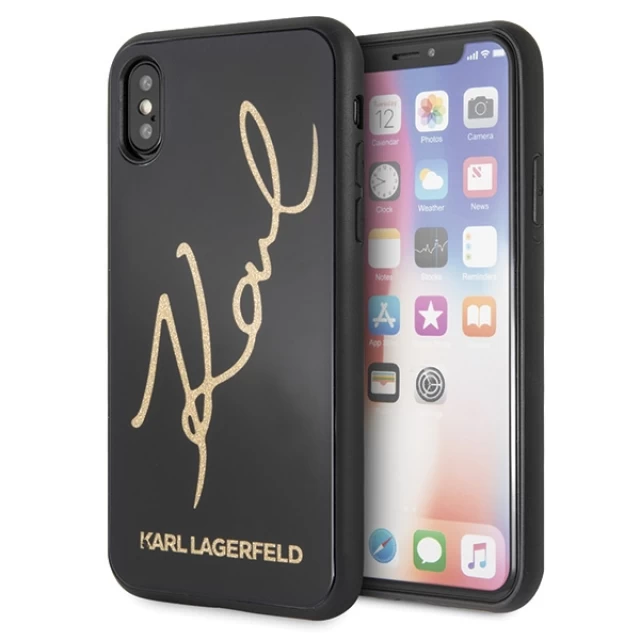 Чохол Karl Lagerfeld Signature Glitter для iPhone X | XS Black (KLHCPXDLKSBK)